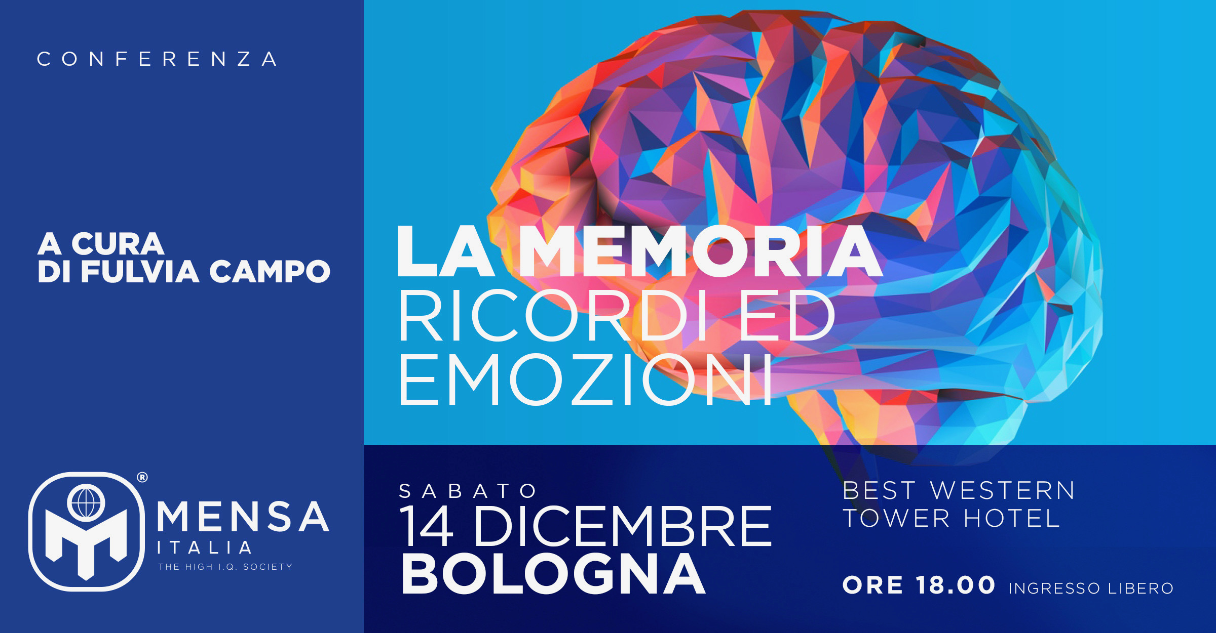 Bologna, 14.12.2019. Conferenza “La Memoria: Ricordi ed Emozioni” a cura di Fulvia Campo.